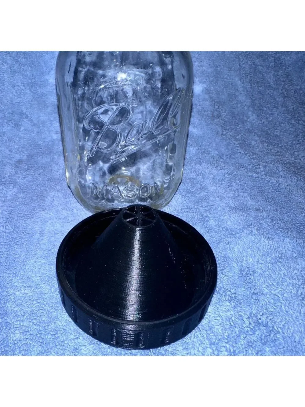 3D Printed Fruit Fly Mason Jar Trap Black Lid And Jar Complete Set